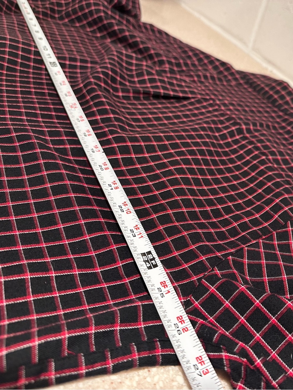 Chaps Mens Long Sleeve Button Down Shirt Red Black Plaid Cotton Size XL - Picture 9 of 11